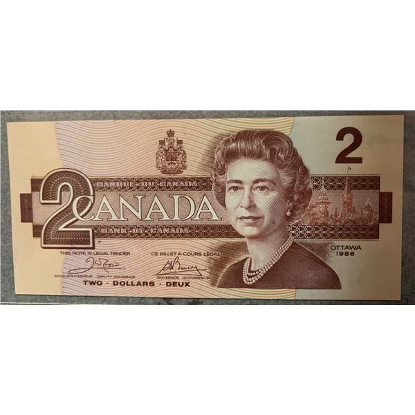 1986 Canada $2 Banknote ARZ7571477, Queen Elizabeth II, UNC
