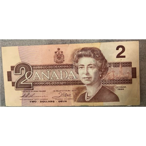 1986 Canada $2 Banknote Birds of Canada Series