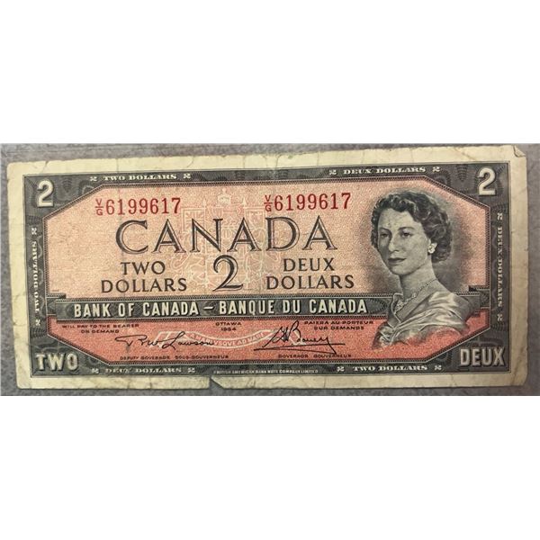 1954 Canada $2 Banknote – Devil's Face, Queen Elizabeth II