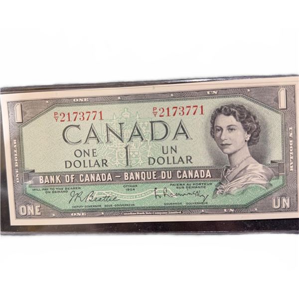 1954 Bank of Canada $1 Bill, Beattie-Rasminsky, E/Y 2173771