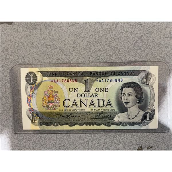 1973 Canadian One Dollar Banknote AA1784848 Queen Elizabeth II