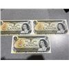 Image 1 : Run of 3 Canadian 1954 $1 Banknotes, Queen Elizabeth II