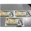 Image 1 : 1954 Canada $1 Banknotes, Consecutive Serial Numbers, Set of Three