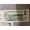 Image 6 : Bank of Canada $1 Notes 1973 Consecutive AMV1100410-412 UNC