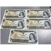 Image 1 : 5 Sequential 1954 Canadian $1 Banknotes Uncirculated