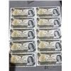 Image 1 : 1967 Canada $1 Consecutive Uncut Sheet AMK8765090-099 UNC