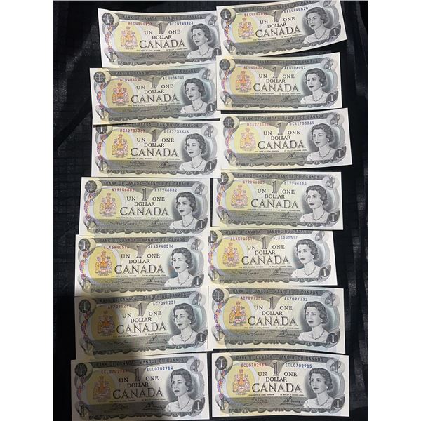 16 Bank of Canada $1 Bills 1954 Consecutive Pairs