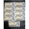 Image 1 : 10 Consecutive 1954 Canadian $1 Bills UNC BFGU835920-BFGU835929