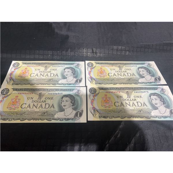 Consecutive 1973 Canadian $1 Bills, Lot of 4