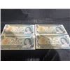 Image 1 : Consecutive 1973 Canadian $1 Bills, Lot of 4