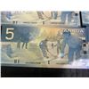 Image 10 : 10 Canada $5 Polymer Banknotes, Hockey Theme, Sequential Serial Numbers