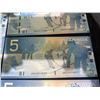 Image 5 : 10 Canada $5 Polymer Banknotes, Hockey Theme, Sequential Serial Numbers