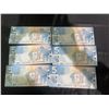 Image 1 : Consecutive Serial Number Canada $5 Polymer Banknotes, Lot of 6
