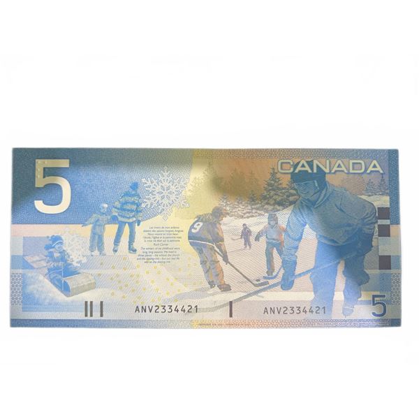 Canadian $5 Banknote 2002, Hockey Scene, Wilfrid Laurier