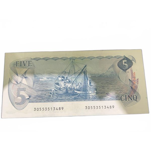 1979 Canada $5 Bank of Canada Note, Serial 30553513489