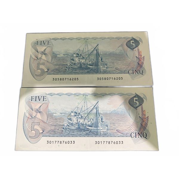 Bank of Canada $5 Notes - 1986 Birds of Canada Series