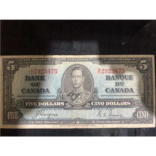 1937 Bank of Canada $5 Dollar Note Z/2 2923475