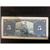 Image 2 : 1937 Bank of Canada $5 Bill, King George VI, Serial 0127613