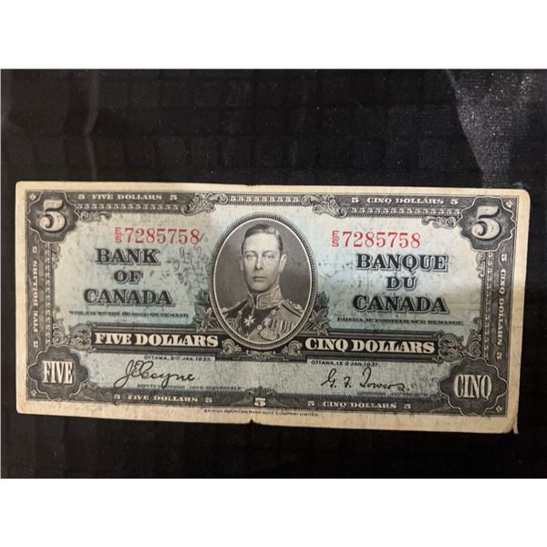 1937 Bank of Canada $5 Bill - King George VI