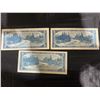 Image 2 : 3 Canada 1954 $5 Banknotes, Devil's Face, Elizabeth II