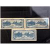 Image 2 : Three 1954 Canada $5 Banknotes, Landscape Back