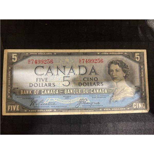 1954 Canadian $5 Banknote, Devil's Face, BC-31b, QEII
