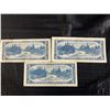 Image 2 : Three 1954 Bank of Canada $5 Notes - Modified Portrait