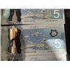 Image 14 : Canadian $5 Polymer Notes, Sequential Serial Numbers, 18 Bills