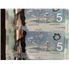 Image 4 : Canadian $5 Polymer Notes, Sequential Serial Numbers, 18 Bills
