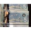 Image 10 : Sequential Polymer Canadian $5 Banknotes Lot of 12 (Individual Bills)