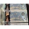 Image 8 : Sequential Polymer Canadian $5 Banknotes Lot of 12 (Individual Bills)