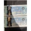 Image 5 : Sequential Series of 14 Canadian $5 Polymer Banknotes