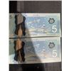 Image 6 : Sequential Series of 14 Canadian $5 Polymer Banknotes