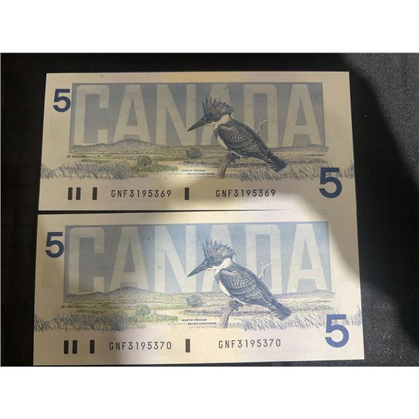 1986 $5 Canadian Banknotes, Consecutive Serial Numbers