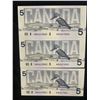 Image 1 : Consecutive 1991 Canada $5 Notes Lot of 3 - ANS8273501-503