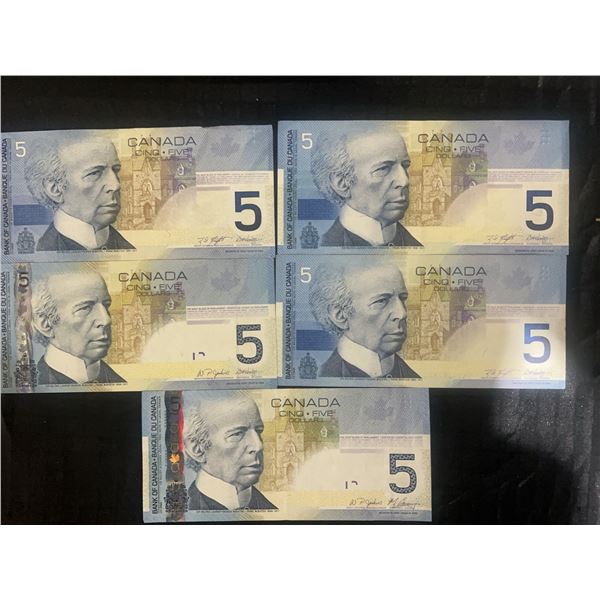 5 Canadian $5 Polymer Banknotes Sir Wilfrid Laurier