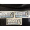 Image 1 : 1954 Canada $5 Banknotes Lot of 3, Bank of Canada