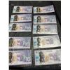 Image 1 : Canada 150 $10 Polymer Banknotes Serial Numbers 88–97