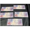 Image 7 : 5 Sequential 2013 Canada $10 Polymer Banknotes (FDT0902387-391)