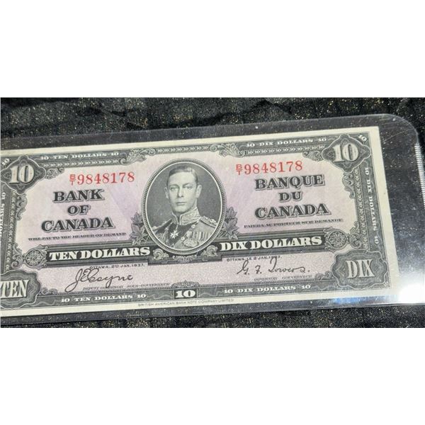 1937 Bank of Canada $10 Bill King George VI Prefix BP