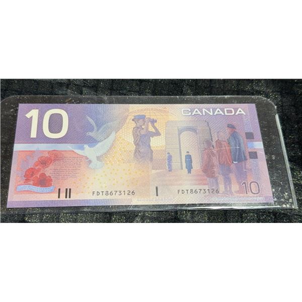 Canada $10 Banknote, 2001, Polymer, Serial FDT8673126