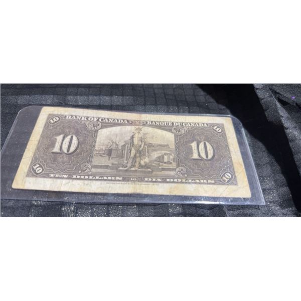1937 Bank of Canada $10 Bill, King George VI, Serial 7170766