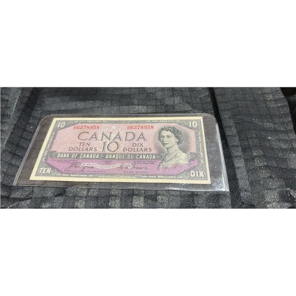 1954 Bank of Canada $10 Bill, Devil's Face, Queen Elizabeth II