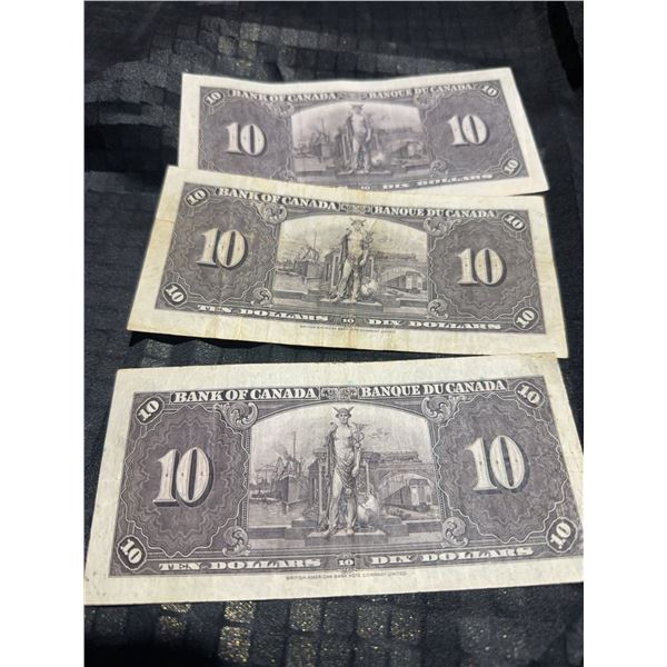 1937 Bank of Canada $10 Notes (3), King George VI, Series BC-24a