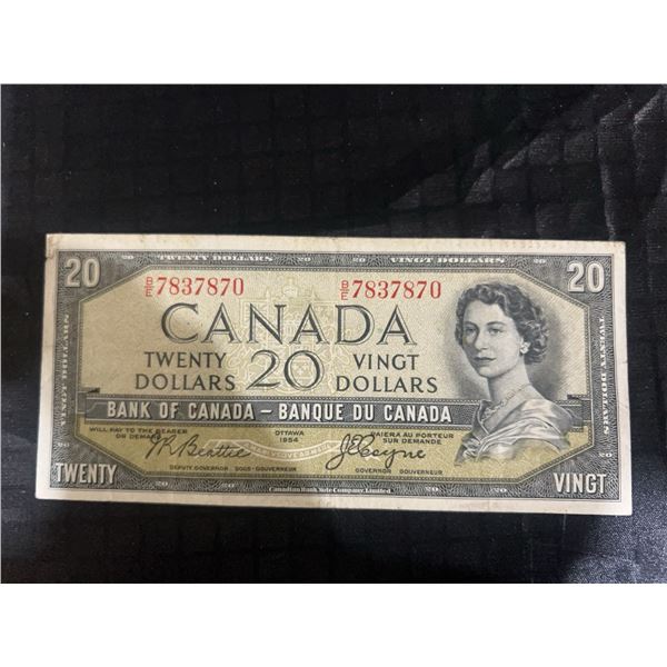 1954 Canada Bank of Canada $20 Note, Devil's Face, Queen Elizabeth II