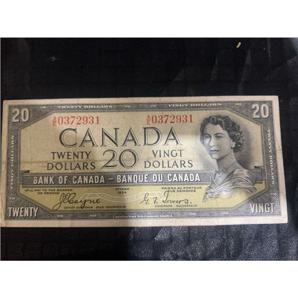 Canada 1954 $20 Banknote, Queen Elizabeth II, A/E 0372931