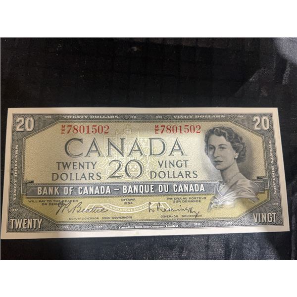 1954 Bank of Canada $20 Note, Devil's Face, Serial 7801502