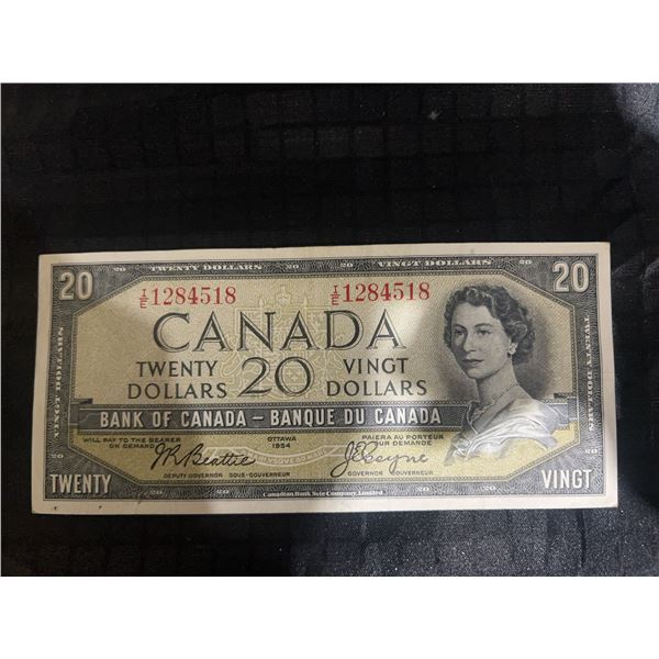 1954 Canada $20 Banknote, Modified Portrait, Serial 1284518