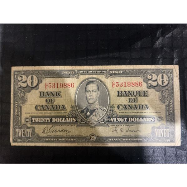 1937 Bank of Canada $20 Banknote, King George VI, E/2 5319886