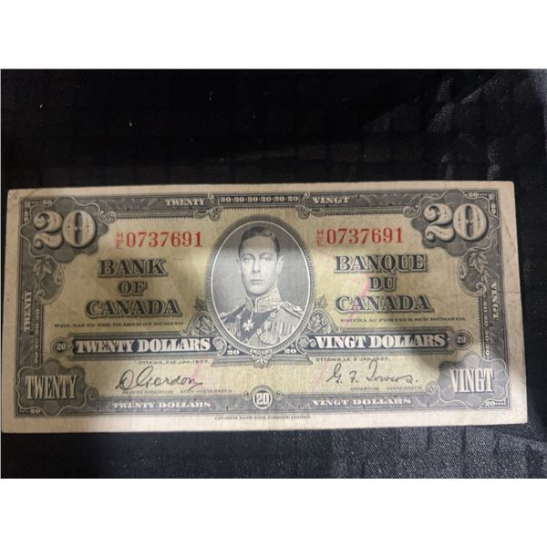 1937 Bank of Canada $20 Note King George VI E0737691
